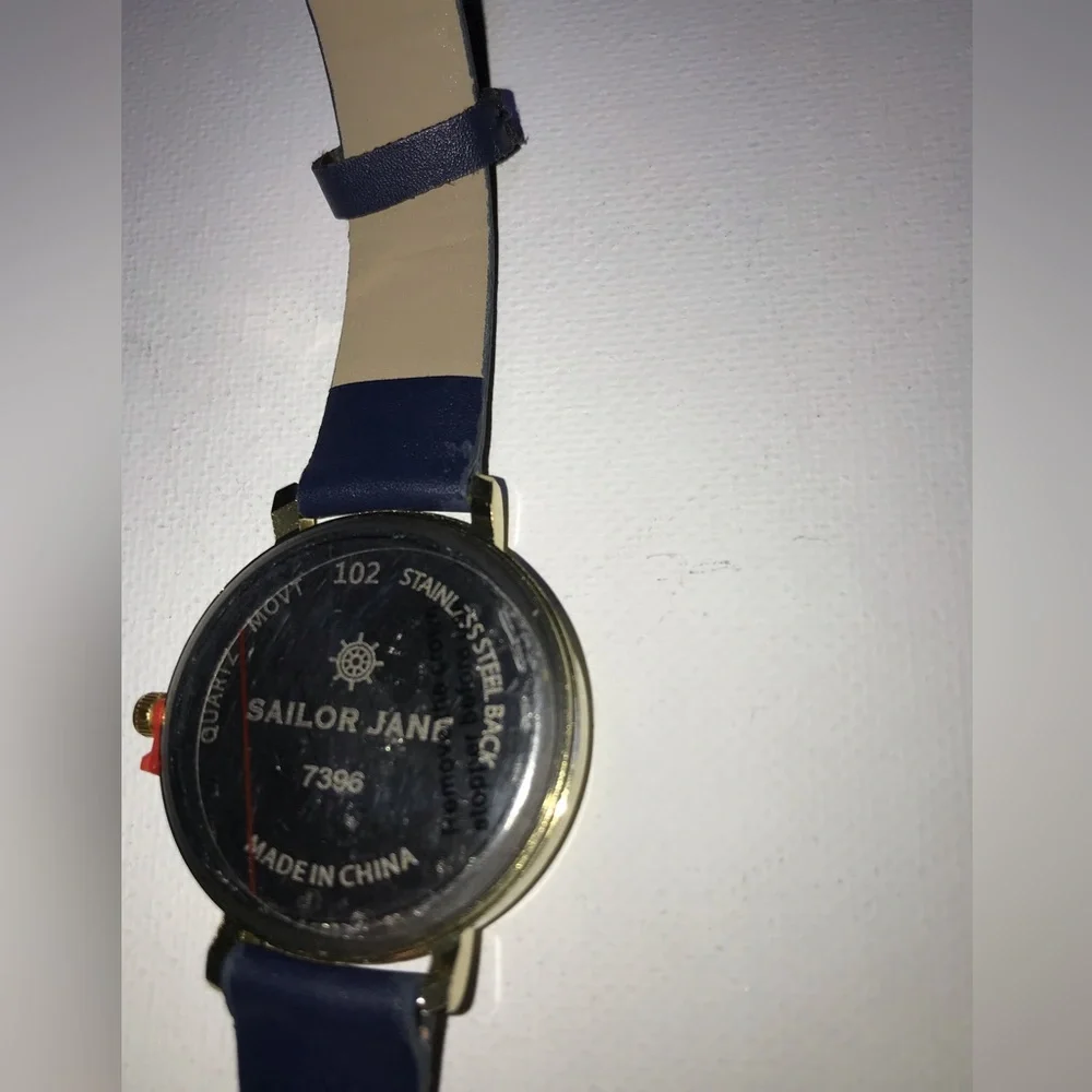 Ladies Sailor Jane Gold Tone Blue Faux Leather Cruise Ship Face Watch 7396 G6 - Picture 6 of 6